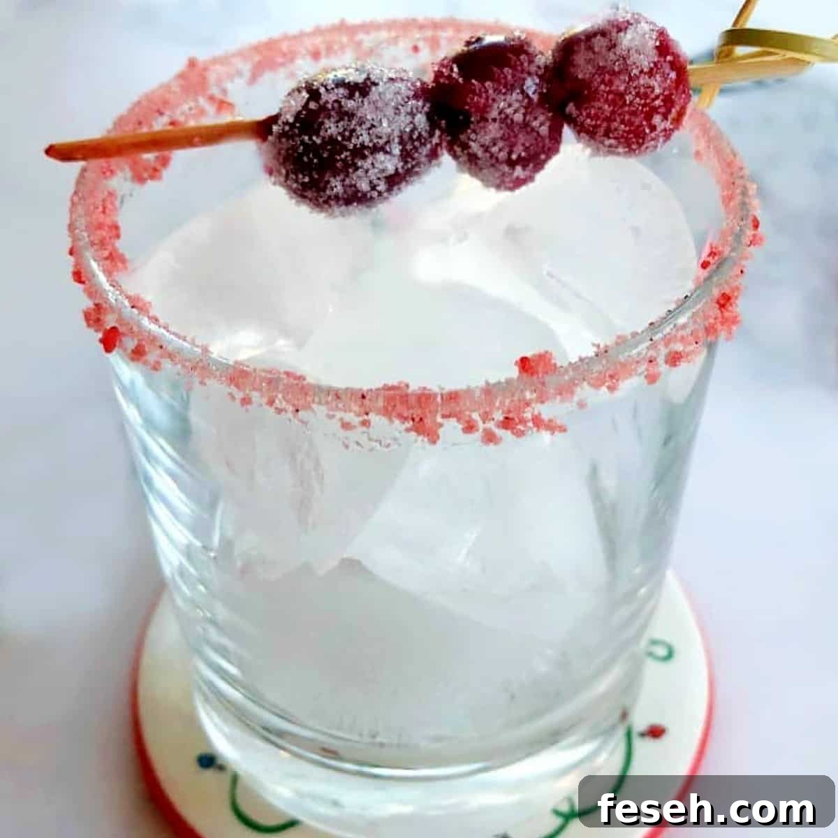 glass prepper for cranberry margarita.