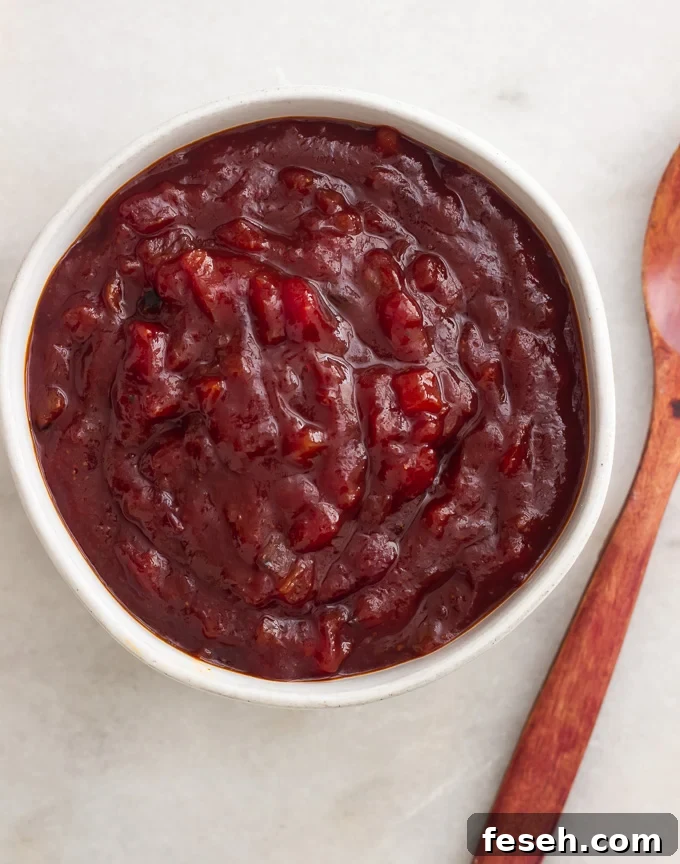 A bowl of thick bbq sauce