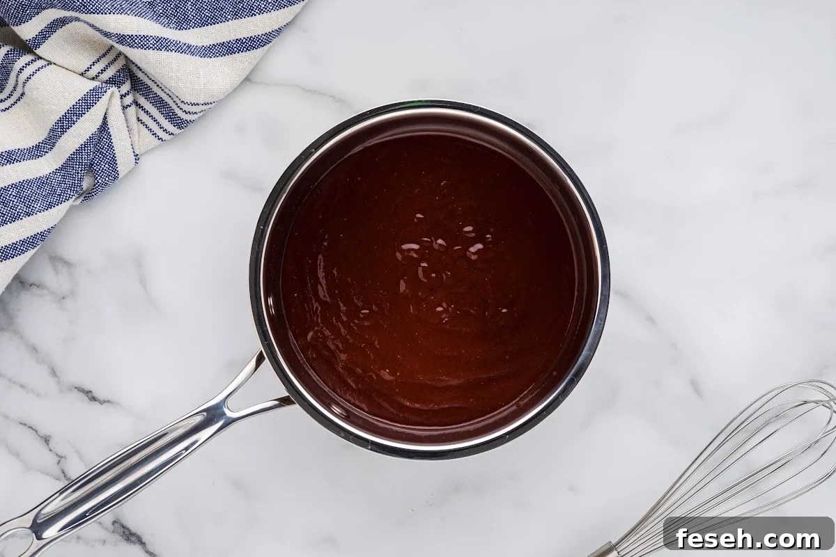barbecue sauce in saucepan.