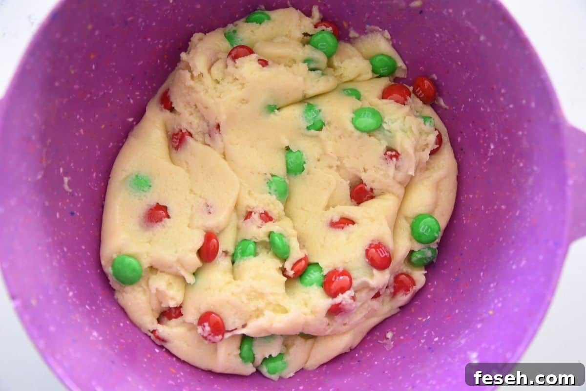cookie dough with m&Ms