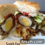 Whip up this scotch egg breakfast burger recipe for a unique and satisfying meal to power you through until lunch.