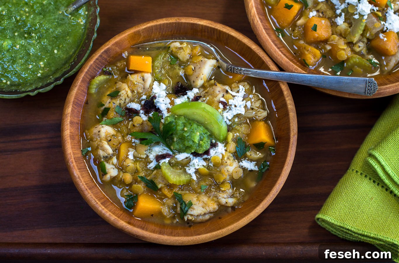 Chicken, Lentil & Butternut Squash Chili Recipe for Fall Nights 3 Bowl of hearty chunky chili