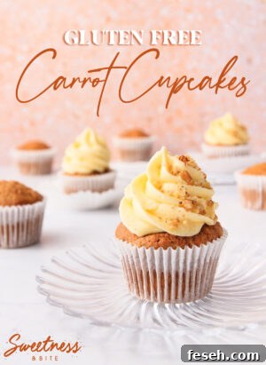 These gluten free carrot cake cupcakes are super moist, lightly spiced and topped with a generous swirl of lemony cream cheese frosting.