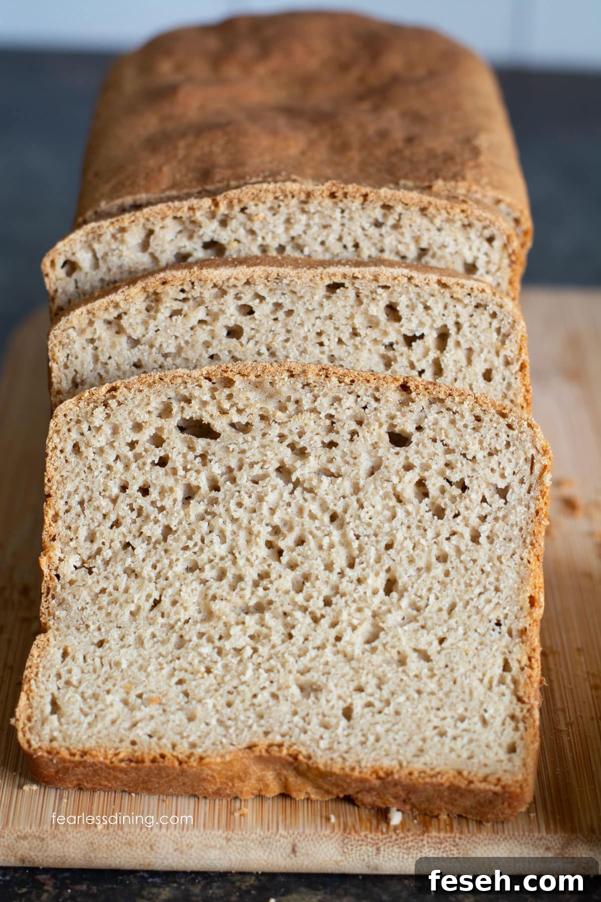 A photo of the gluten-free whole grain bread I baked with this flour blend.