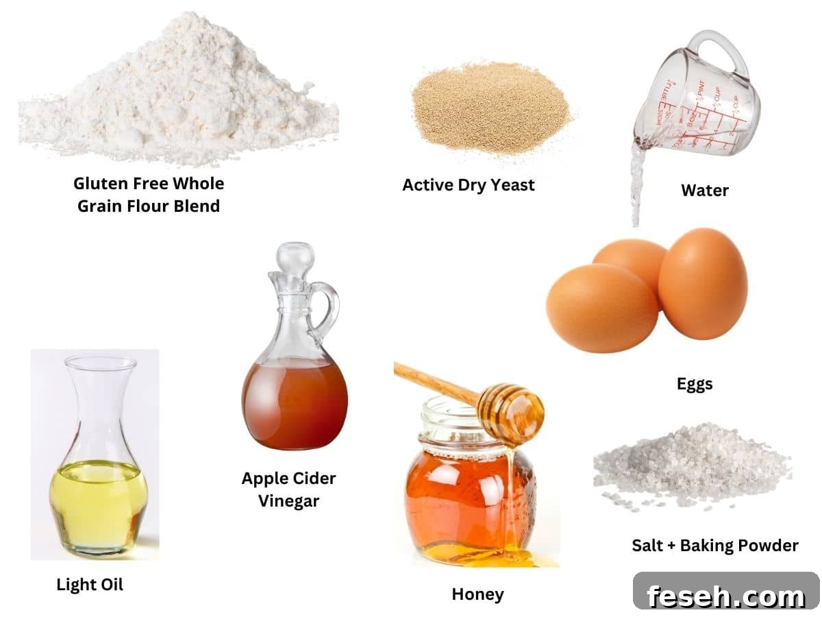 Photos of the whole grain bread ingredients.