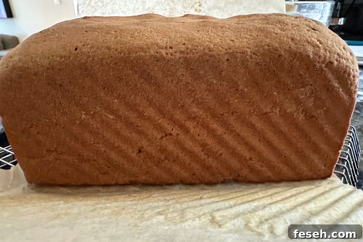 A photo of the baked bread on the cooling rack.