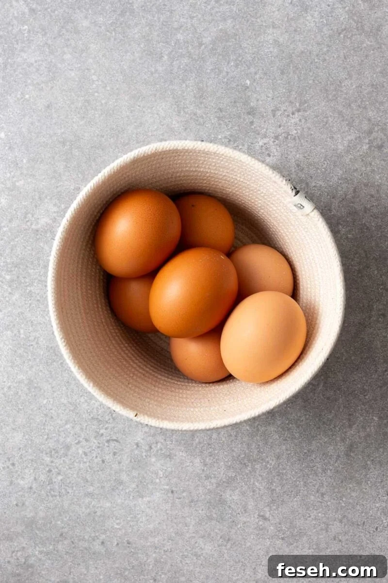 A woven bowl with eggs.