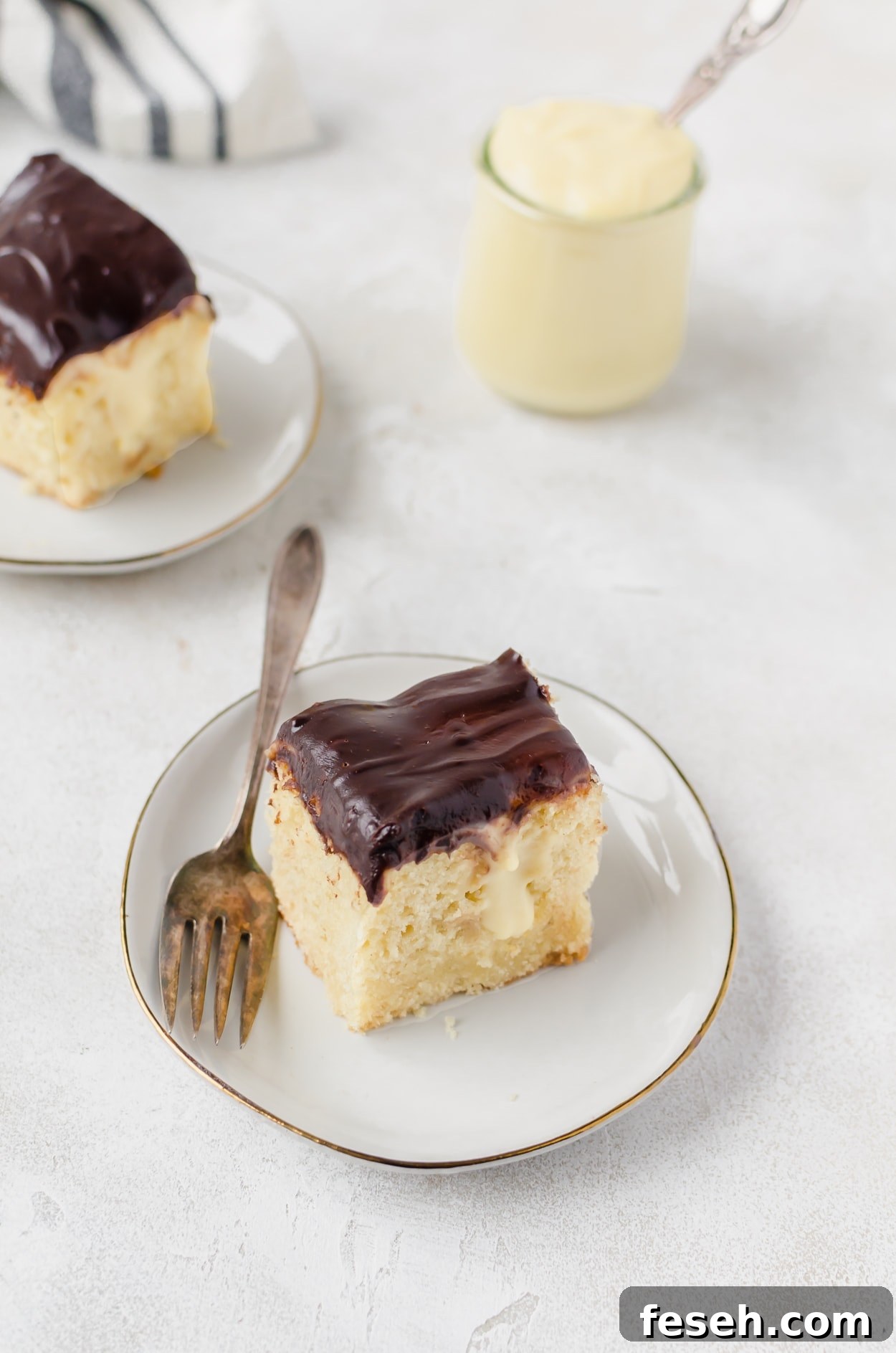 Relax with some milk and this boston cream pie poke cake