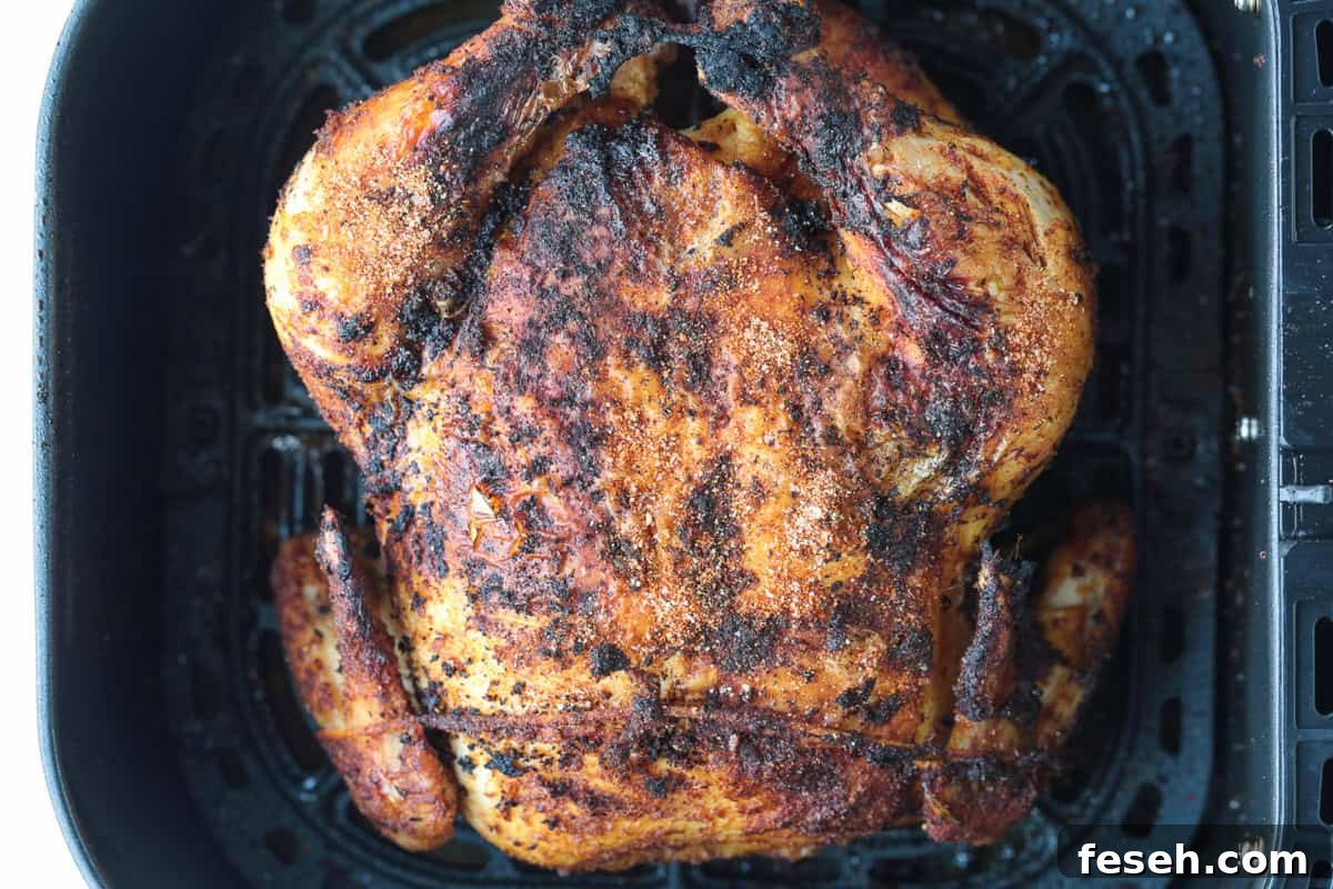 whole chicken cooked in an air fryer