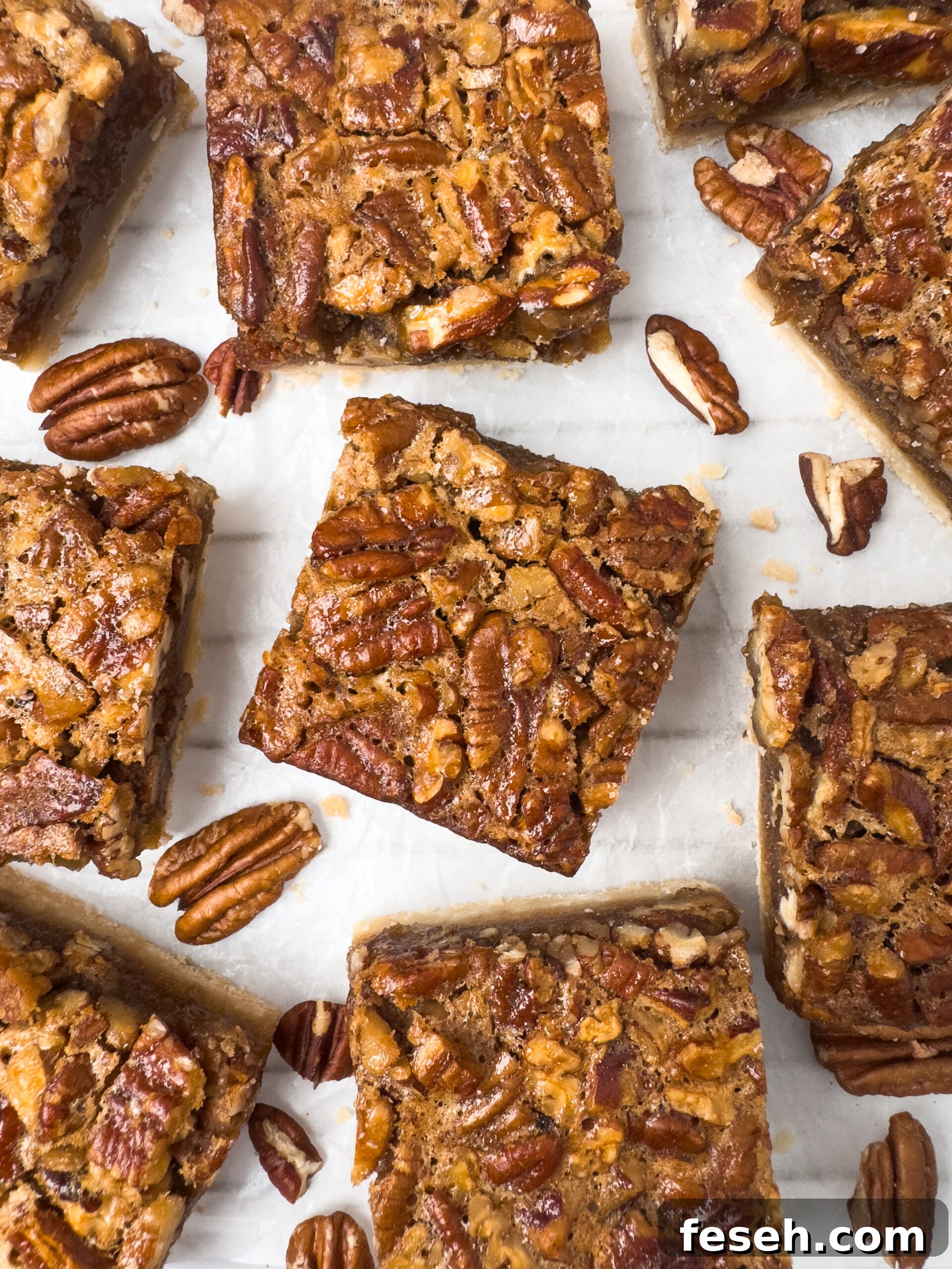 Stack of pecan pie bars