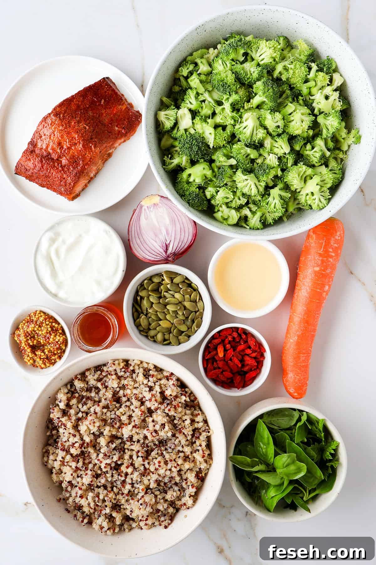 Ingredients shown to make the salad.