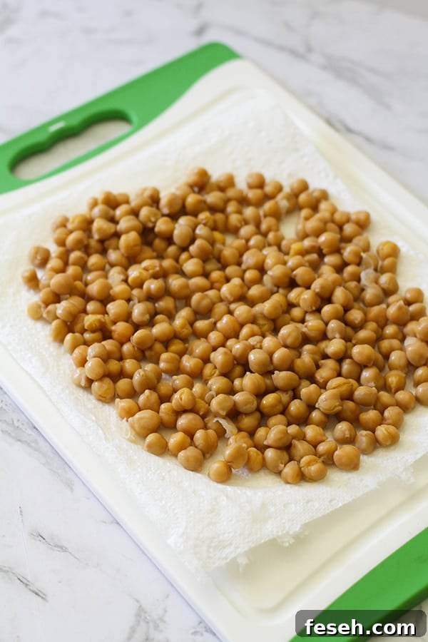 chickpeas on a paper towel
