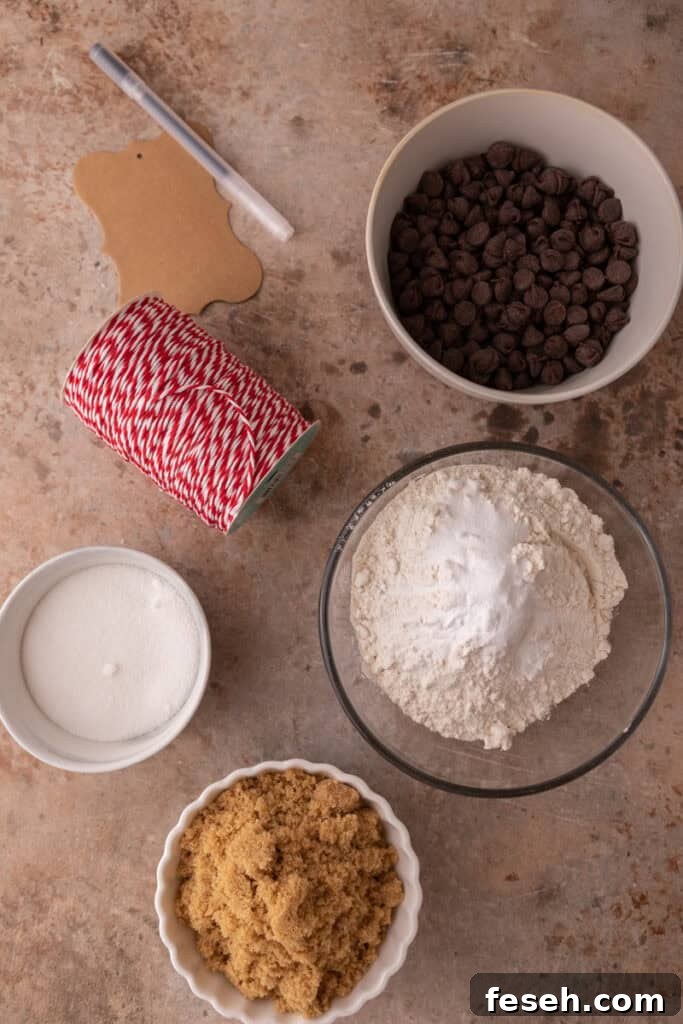 Chocolate Chip Cookie Mix in a Jar ingredients: