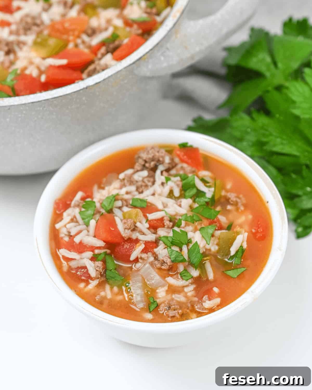 Unstuffed Pepper Soup with meat and vegetables.