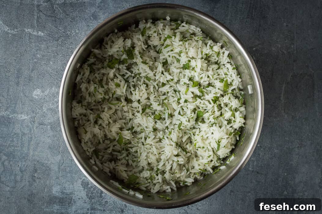 Making the coriander rice