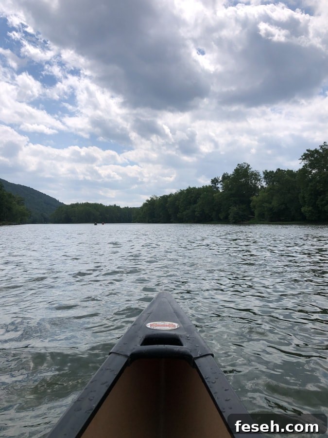canoe with stormy skies