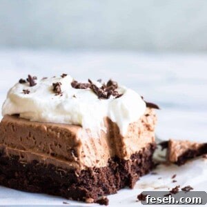 French Silk Brownies. A homemade fudgy brownie topped with a smooth and creamy French Silk topping. The ultimate in chocolate desserts.