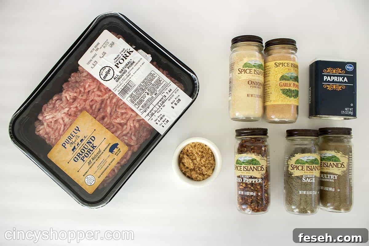 Ingredients to make Homemade Breakfast Sausage Patties