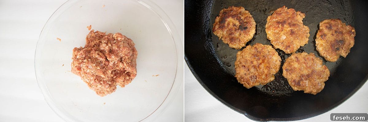Process to make homemade Breakfast Sausage Patties.