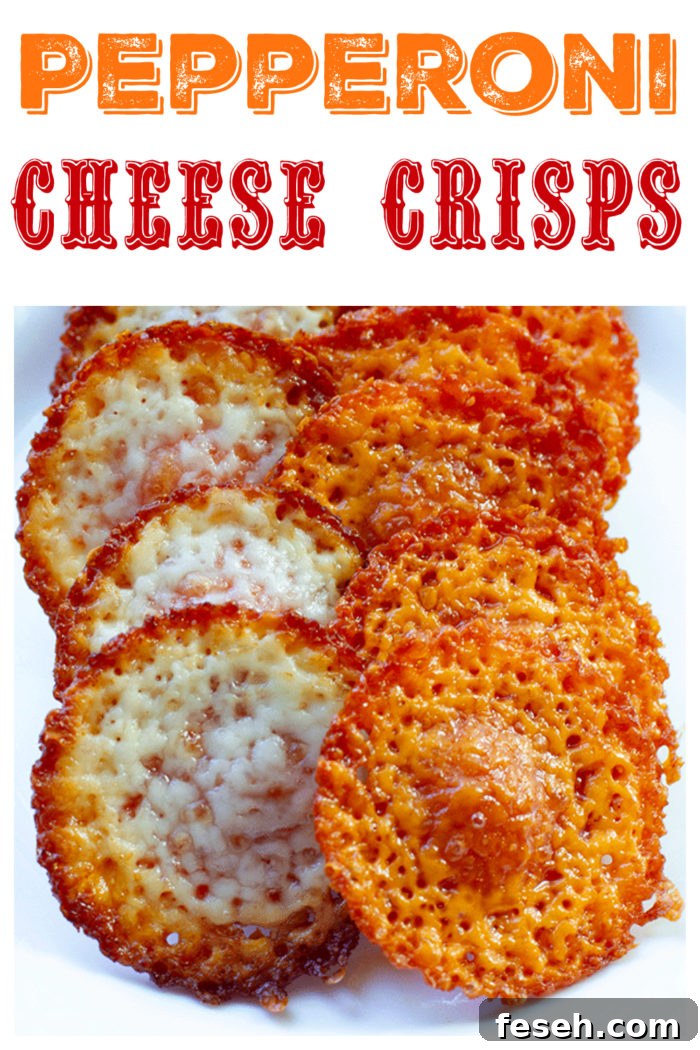 Easy 2 ingredient Pepperoni Cheese Crisps, #Cheese #Crisps #KetoSnacks #lowcarb