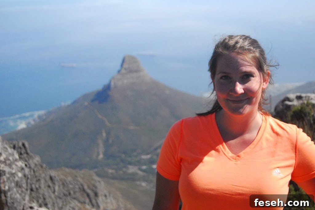 Climbing a rock on Table Mountain