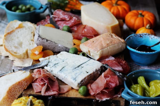 Italian meat and cheese on a board