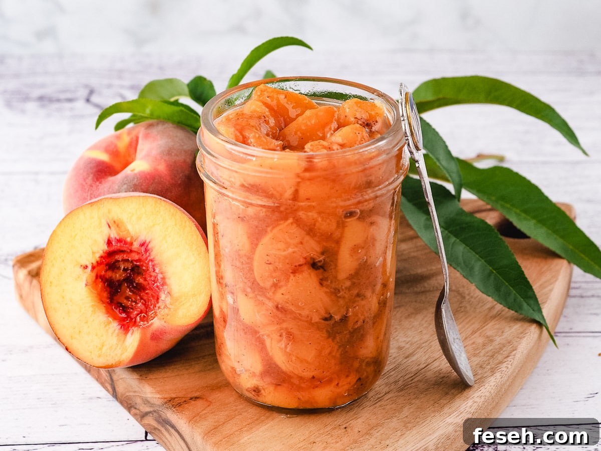 Compote in a mason jar with a spoon