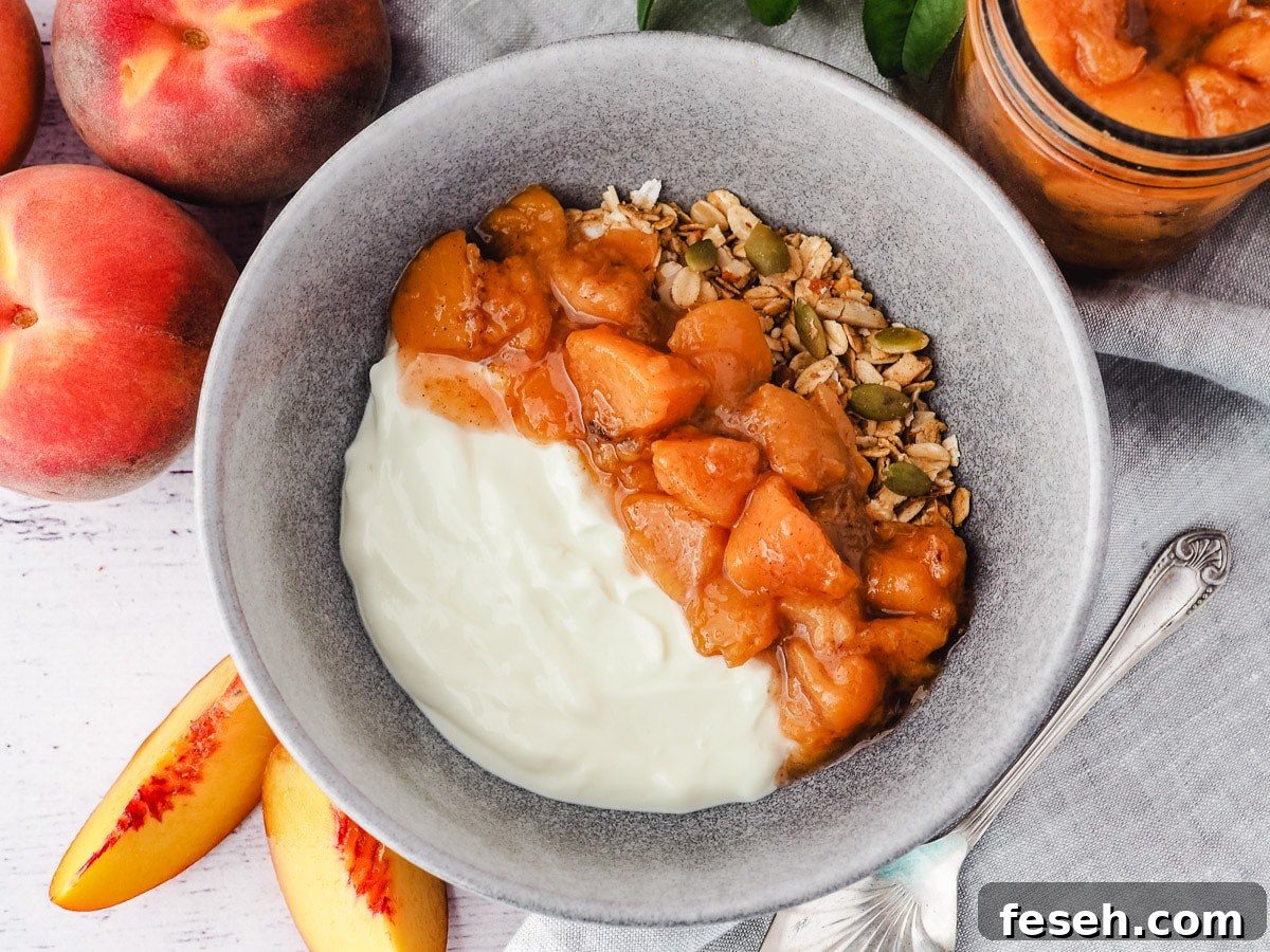 Serving compote with yogurt and granola.