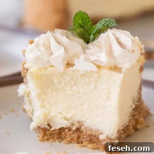 Bailey's Irish Cream Cheesecake Recipe with a slice taken out.