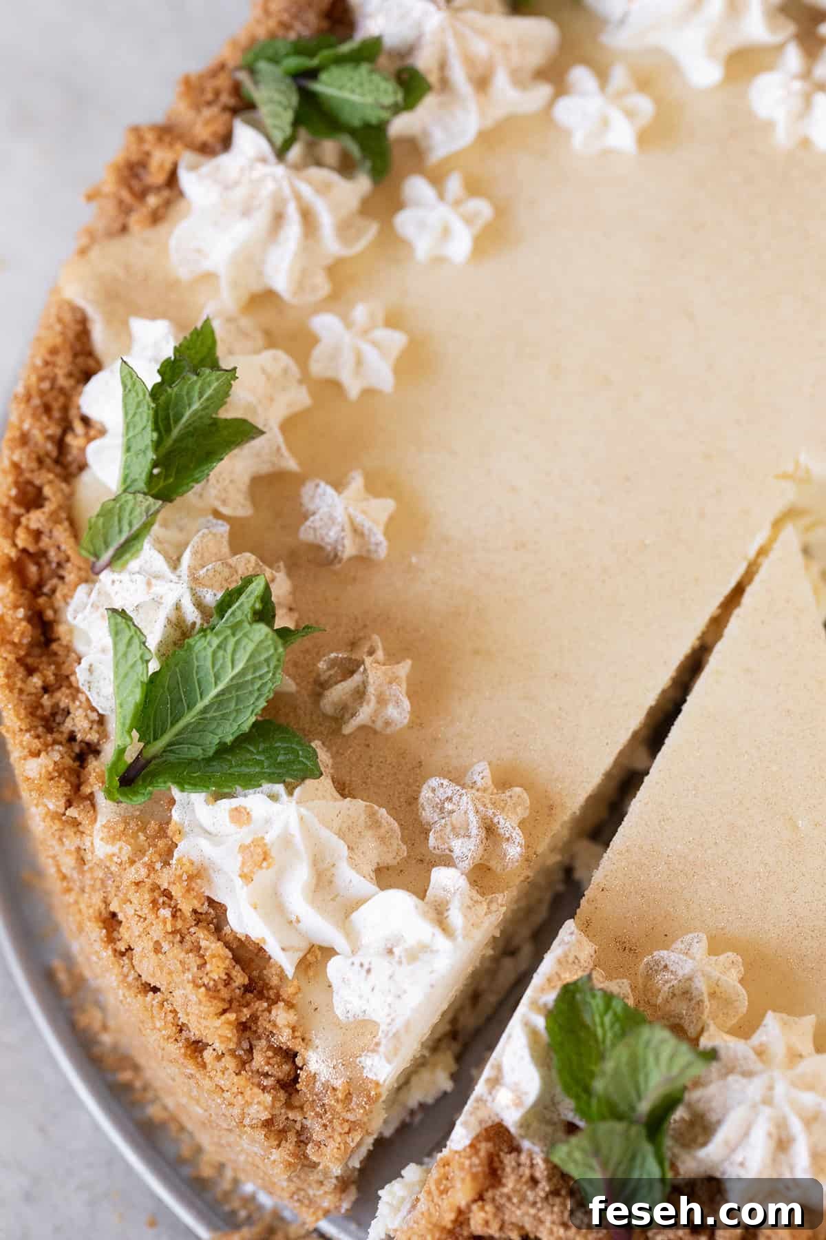 Bailey’s Irish Cream cheesecake with graham cracker crust