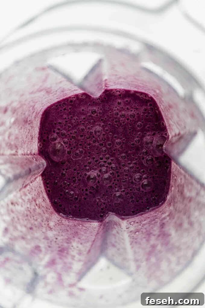 blueberry avocado smoothie in a blender