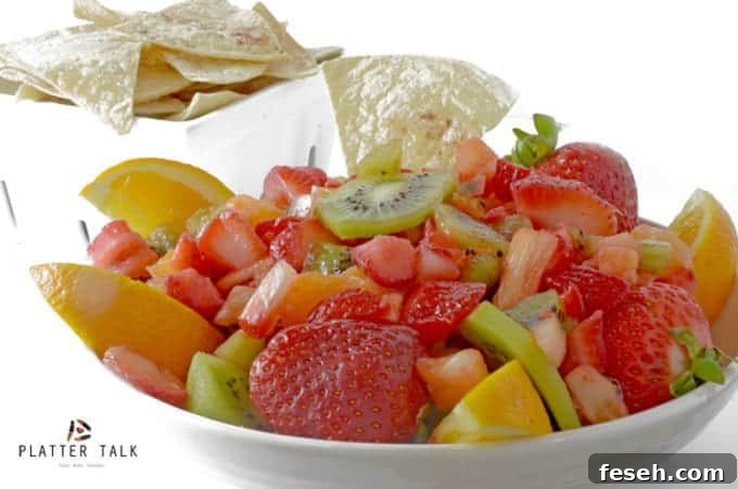 Summer Fruit Salsa with Cinnamon Butter Tortilla Chips 7 A bowl of fruit salsa