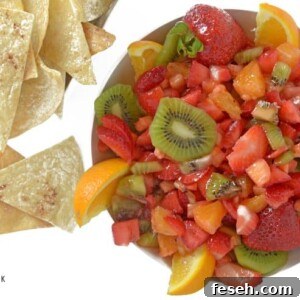 Summer Fruit Salsa with Cinnamon Butter Tortilla Chips 8 Chips and fruit salsa