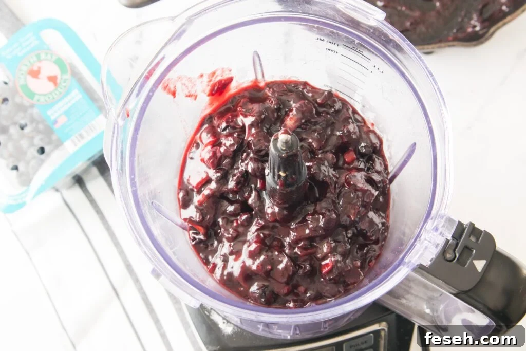 Grilled Pork Chops with Blueberry BBQ Sauce 8 BBQ Sauce mixture being put in blender