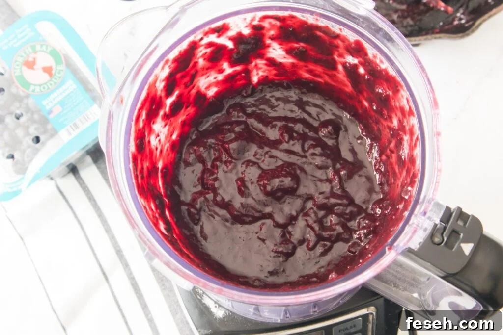 Grilled Pork Chops with Blueberry BBQ Sauce 9 Overhead view of Blueberry BBQ Sauce in blender