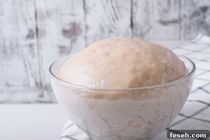 Close-up of sourdough starter bubbling