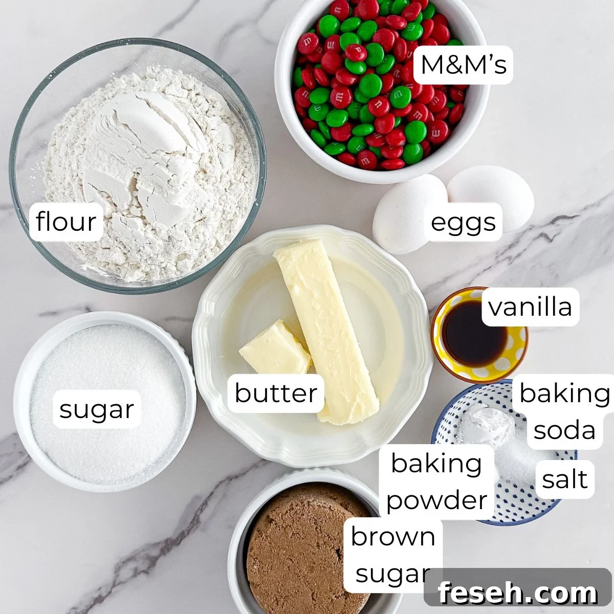 Ingredients for Christmas bars.