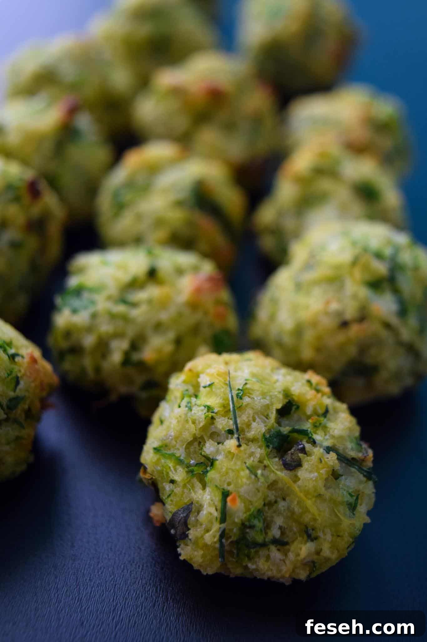 Zucchini Garlic and Herb Bites close up view