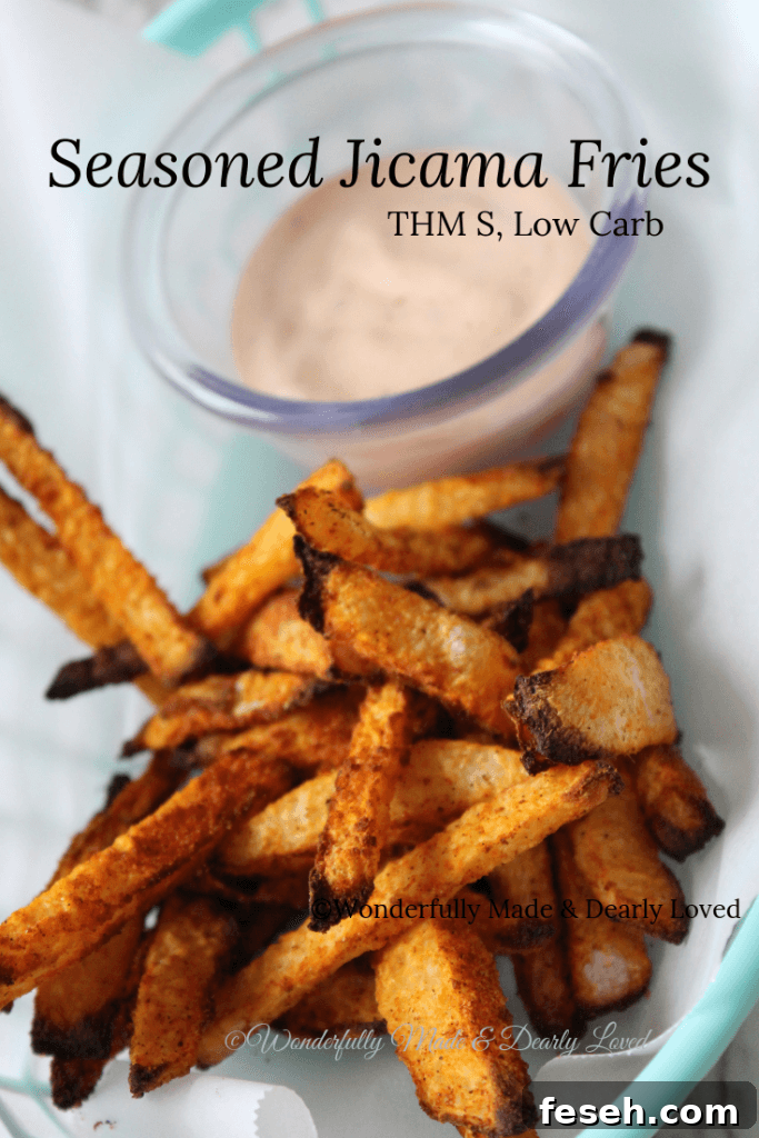 Seasoned Jicama Fries {THM S, Low Carb} that can be Air fried or oven baked!