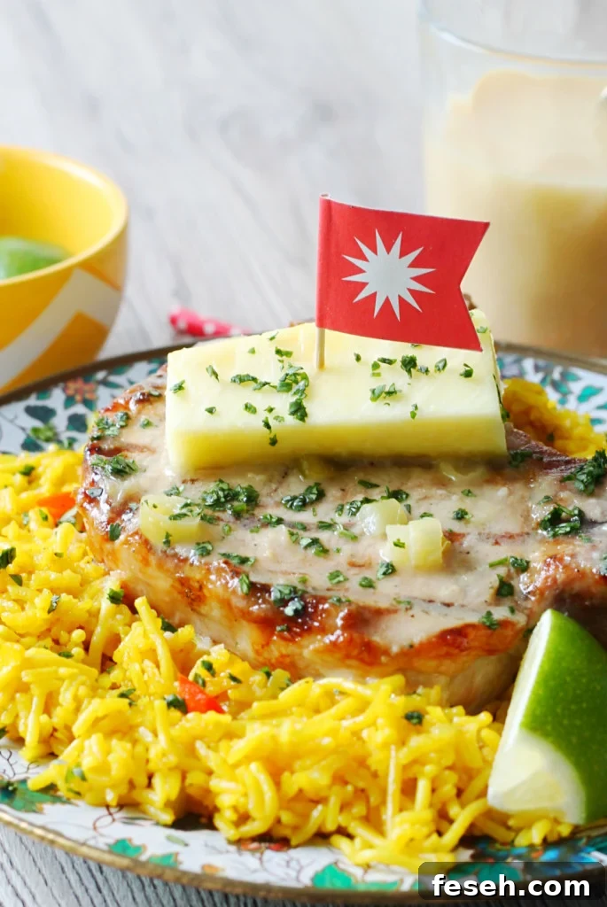 Pina Colada Ribeye Bone-In Pork Chops by Foodtastic Mom #GrillPork