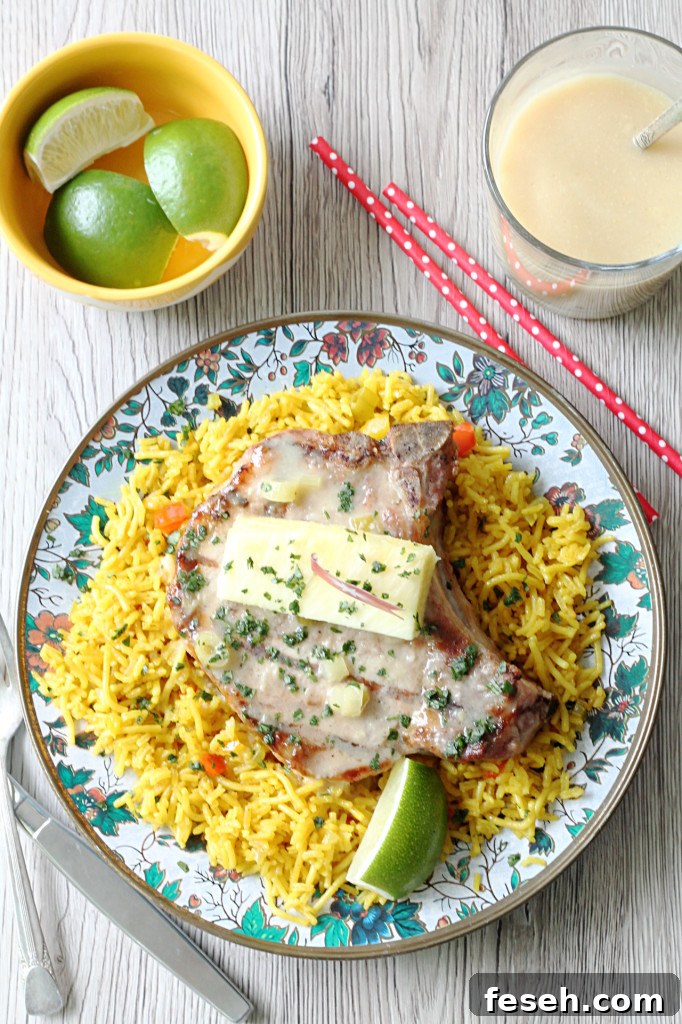Pina Colada Ribeye Bone-In Pork Chops by Foodtastic Mom #GrillPork