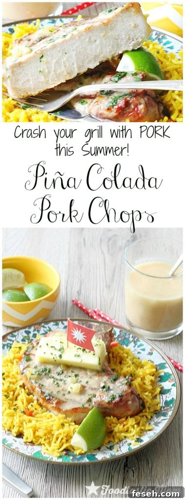 Pina Colada Ribeye Bone-In Pork Chops by Foodtastic Mom #GrillPork