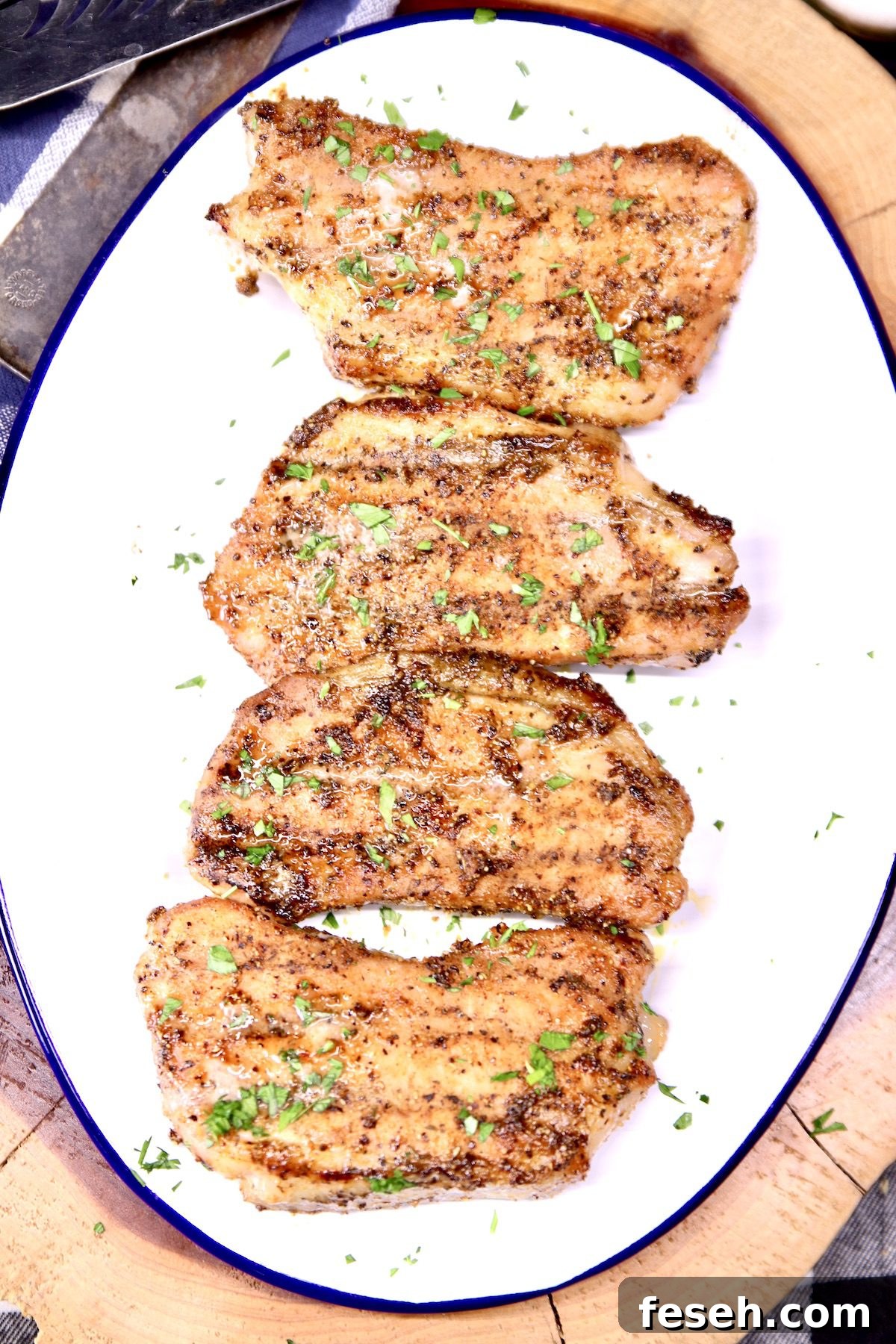 Grilled Pork Chops on a platter