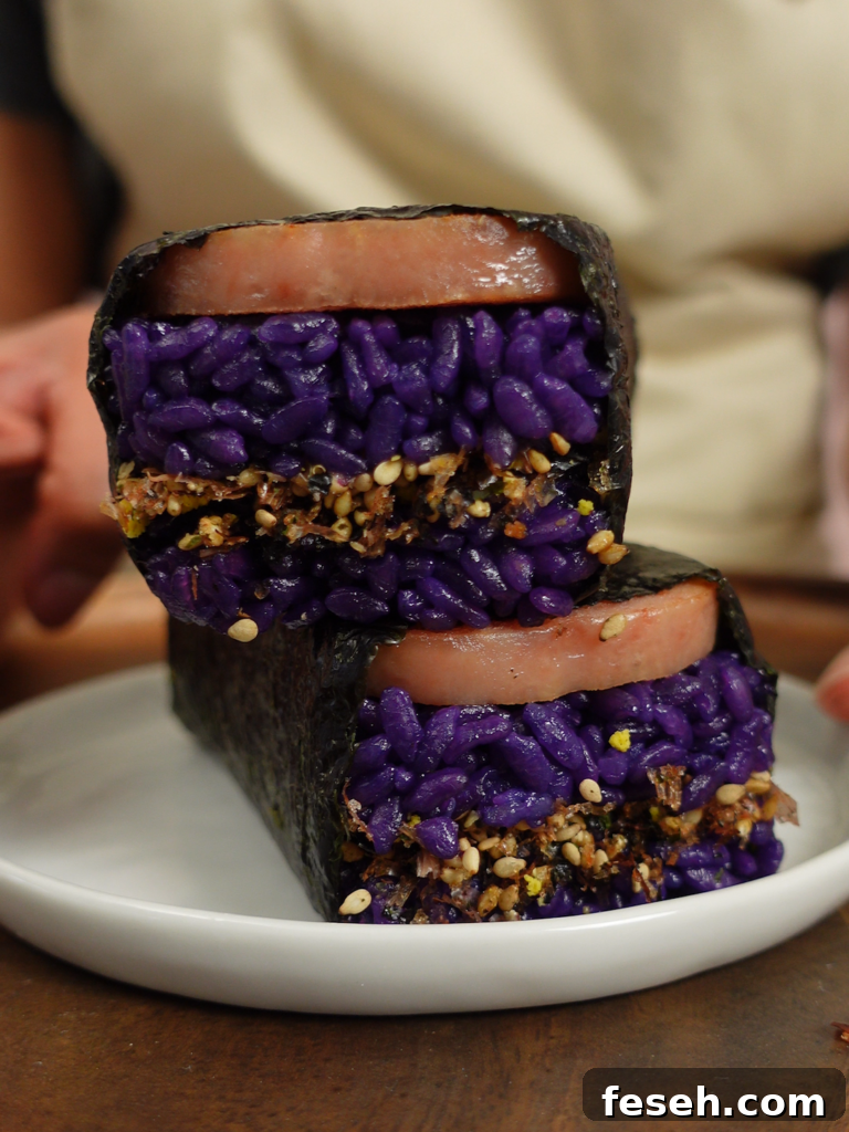 Ube spam musubi