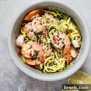 15-Minute Sweet Chili Shrimp with Zoodles Recipe 7 These sweet chili shrimp zoodles are a healthy, flavorful, and tasty low-carb meal that's ready in only 15 minutes!