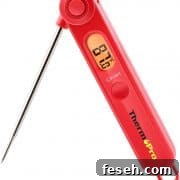 Smoked Corned Beef Recipe for Tender, Flavorful Brisket 17 Red Meat Thermometer with digital read out with temperature.