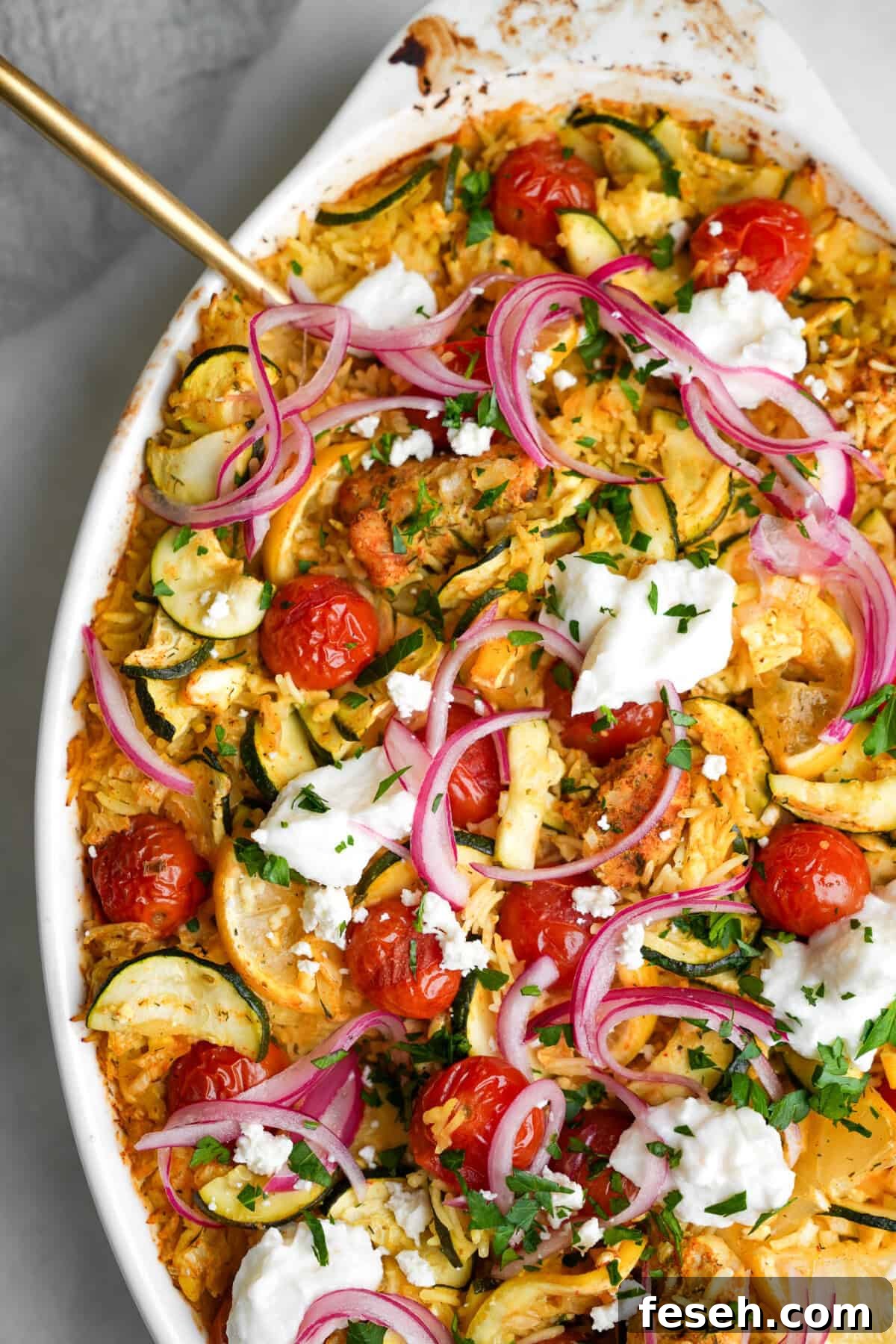Greek-Style Chicken Tzatziki Casserole 13 chicken tzatziki casserole finished