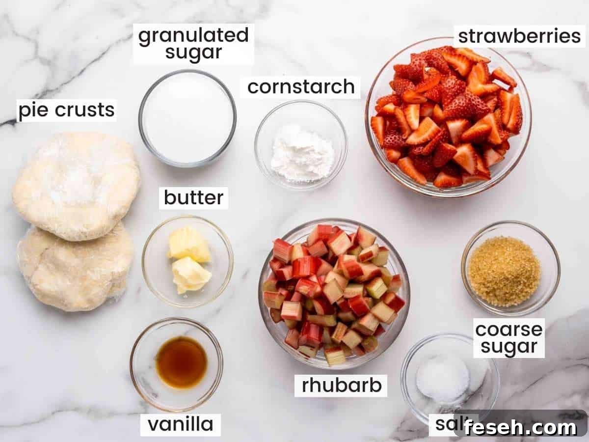 Strawberry Rhubarb Pie Recipe with Buttery Crust 4 Ingredients for Strawberry Rhubarb Pie