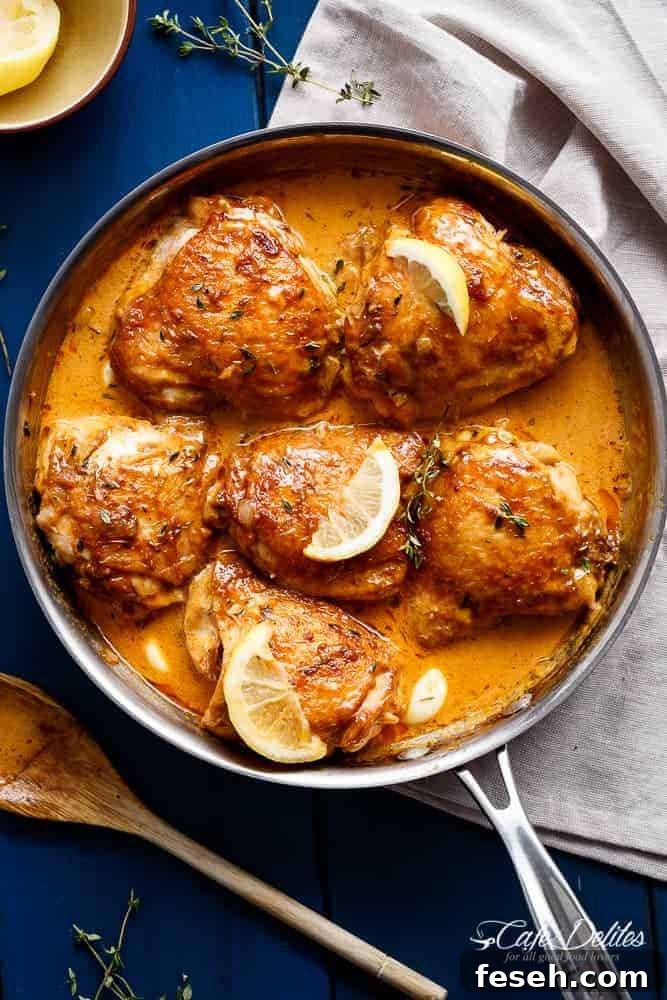 Creamy Lemon Garlic Chicken Recipe 2 Creamy Lemon Garlic Chicken made in one pan with less the fat than regular cream sauces!