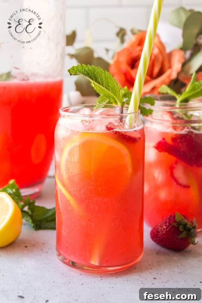 Homemade Mint Strawberry Lemonade 2 Mint Strawberry Lemonade